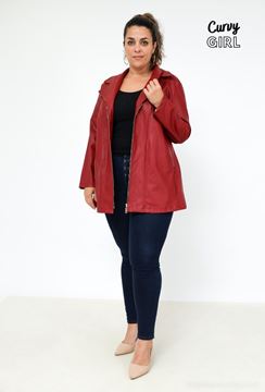 Immagine di PLUS SIZE ZIPPED HOODED SUEDE JACKET